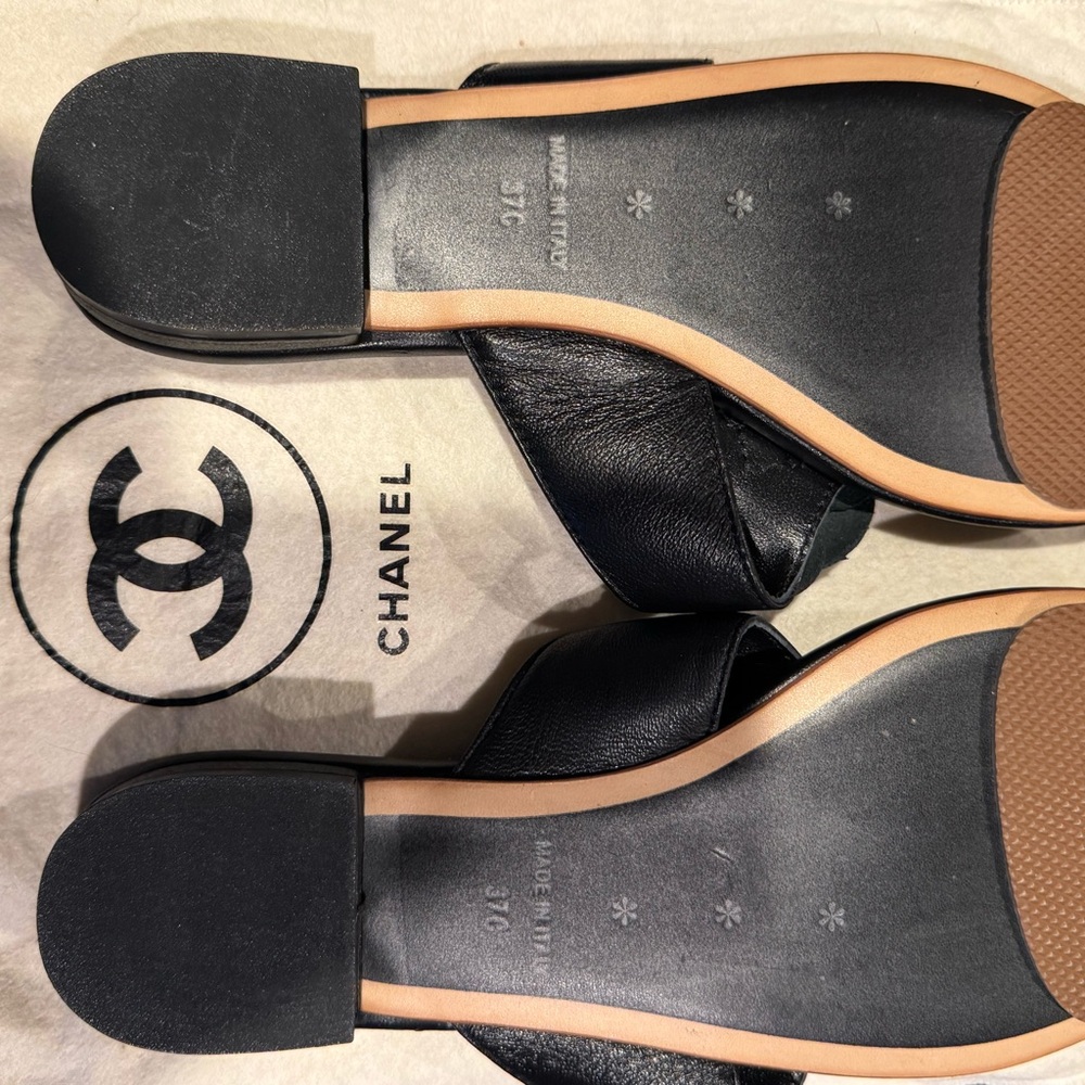 Authentic Like New Chanel Camellia Flower Sandal Women’s 37, Black - Picture 14 of 16